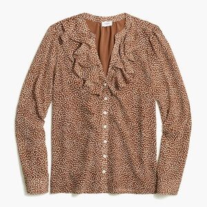 J.Crew Factory Soft gauze ruffle button-up shirt, size L